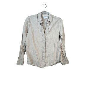 Tommy Bahama Coastalina Long Sleeve Button-Up Linen Shirt Khaki Sand XS N5